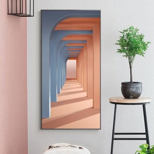 Nordic Morandi Style Poster Pink Building Modern Wall Art Print Canvas Painting Wall Pictures for Gallery Living Room Home Decor