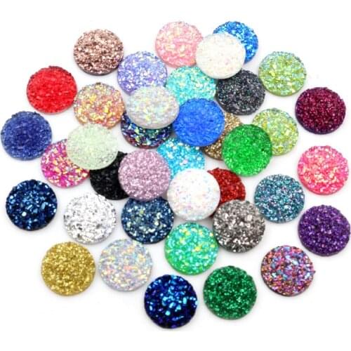 New Fashion 40pcs 8mm 10mm 12mm Mix Colors Druzy Natural Stone Convex Flat back Resin Cabochons Jewelry Accessories Supplies