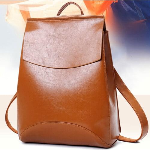 New Leather Womens Backpack Students Trendy Personality Leisure Shoulder Bag Multi Function Travel Retro Creative Womens Bag