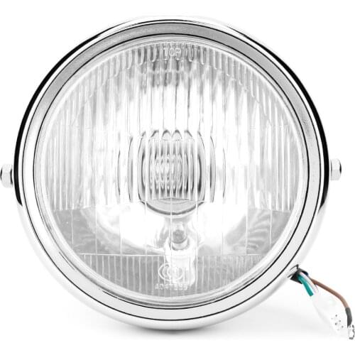 Motorcycle Front Headlight Motorcycle Retro Silver Shell White Lens Headlamp Headlight Universal Headlights For GN125