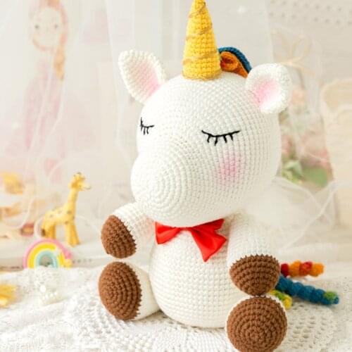 Baby Girls Boys Photography Prop Photo Crochet Knit Toy Cute Rainbow Unicorn Stuffed animals Handmade Knitted Toy Finished toys
