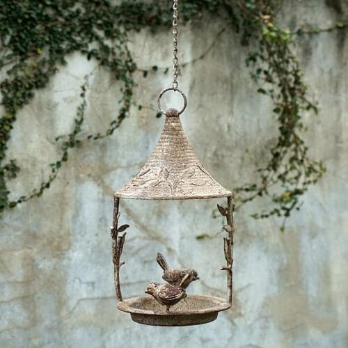 Garden Balcony Bird Feeder American Country Vintage Iron Bird Nest Villa Courtyard Hanging Bird Bird Feeder WF1014145