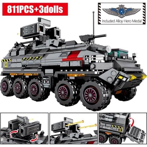 SEMBO City Wandering Earth Carrier Car Building Blocks Electric Military Tank Cargo Van Transport Truck Bricks Boys Toys