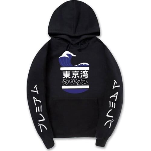 2020 Japanese Harajuku Hoodie Tokyo Bay Print Fashion Casual Spring Sweatshirts outwear Japanese Hip-Hop streetwear boys Clothes