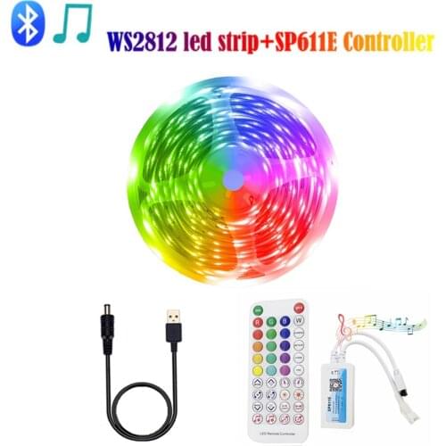 USB WS2812B Led Strip Light WS2812 RGB IndividuaIIy Addressable Light SP611E Bluetooth Music App IR Controller DC 5V