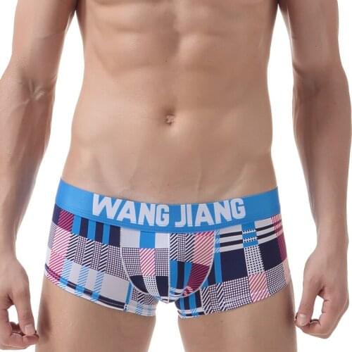 WJ Brand Mens Underwear Low Waist Ice Silk Ultra-thin Printing Ming Gluten Mens Flat Breathable Boxers