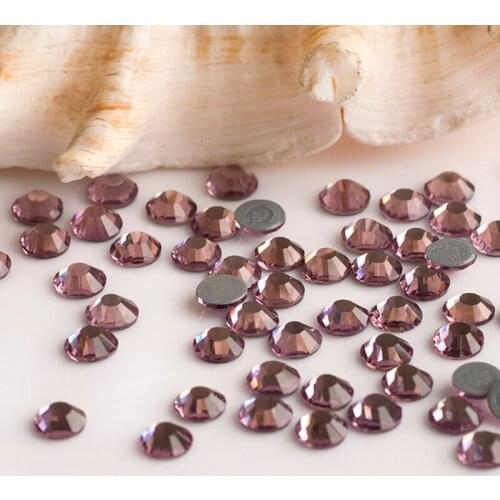 YANRUO 2058HF SS16 3.8-4.0mm Amethyst Glass Crystal Iron On Strass Hotfix Rhinestones Decoration For Clothes Dresses