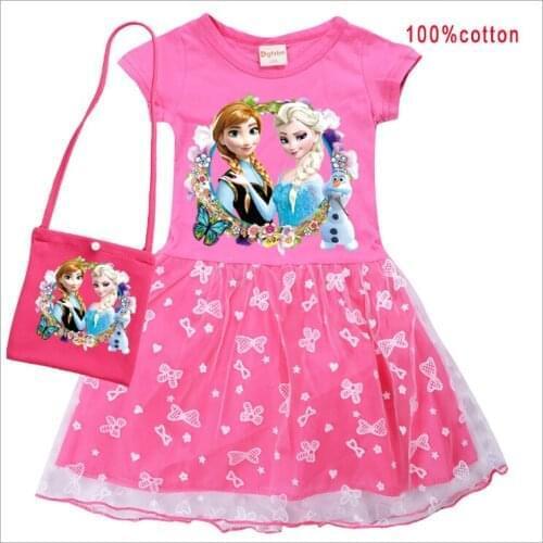 Frozen Children Causal Dress For Baby Girls Long Sleeved Round Collar Elsa Anna Print Dresses Girls Lace Dress Pink Gray 8269