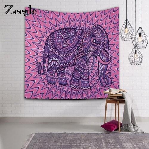 Zeegle Elephant Tapestry Color Printed Decorative Mandala Tapestry Indian Wall Carpet Beach Towel Throw Blanket Picnic Yoga Mat