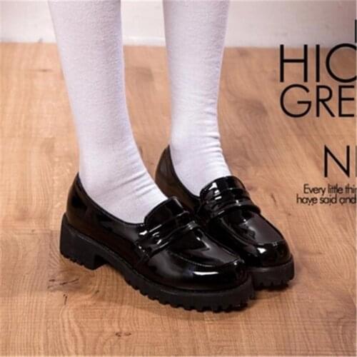 Cute Lolita Girl Women Maid Boots Round Toe Leather Shoes Japan JK High School Uniform Kawaii Sneakers Anime Cosplay 2019