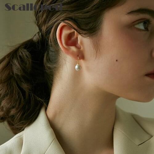 SCALLOPED Baroque Vintage Pearl Stud Earrings 2020 New High Quality Golden Women Fine Jewelry Christmas Gifts