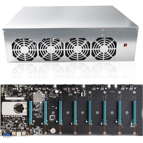 1 set BTC-S37 T37 D37 Mining Chassis Combo 8 GPU Bitcoin Crypto Ethereum BTC Mining rig Motherboard with 4 Fans for BTC T37 D37