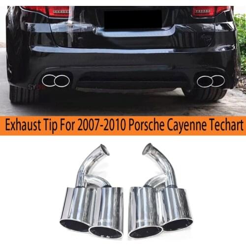 1 Pair Exhaust Tip Fit for Porsche Cayenne Techart in 2007-2010 304 Stainless Steel Muffler Tip Car Exhaust Pipe