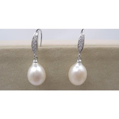 100% nature freshwater AAAAA pearl earring with 925 silver ,tear shape pearl ,10-12 MM