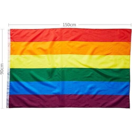 100PCS/LOT Rainbow Flag Colorful Rainbow Peace Flags Lesbian Gay Parade Flags Banner Hanging LGBT Pride Friendly Home Decoration