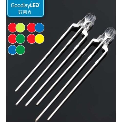 1000pcs 3mm Round Head transparent single flash red yellow blue green white direct plug light-emitting diode LED