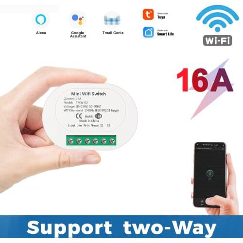 16A 2 Way DIY WiFi Smart Switch Relay Module Breaker Smart Home Smart Life/Tuya Remote Control Support Alexa Echo Google Home