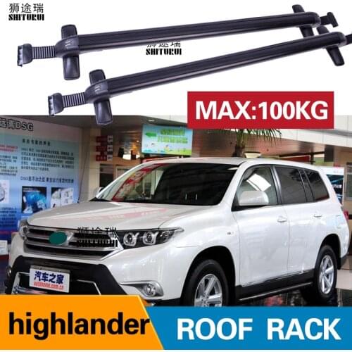 2Pcs Roof bars For TOYOTA highlander KLUGER Without railing ,2007-2013 Aluminum Alloy Side Bars Cross Rails Roof Rack Luggage