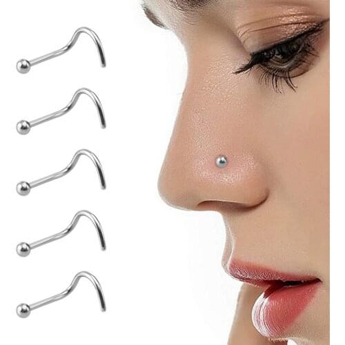 20G 10Pcs Elegant Stud Nose Ring Stainless Steel Screw Shaped Nose Studs Body Piercing for Womens Mens Gift Cartilage Earring