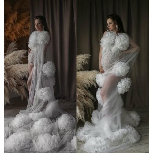 3D Flower Night Robe Sexy Illusion Lingerie Custom Made Bridal Sleepgowns Cheap Sleepwear Party Pajama