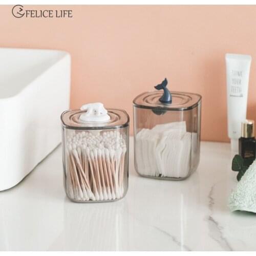 Acrylic Transparent Desktop Cosmetic Cotton Swab Storage Box Multi-purpose Household Desktop Debris Dust-proof Candy Storage Box