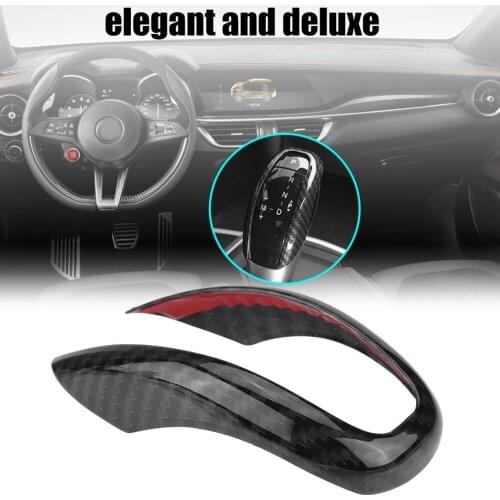 Car Auto Carbon Fiber Interior Gear Shift Shifter Knob Frame Cover Trim for Alfa Romeo Stelvio/Giulia