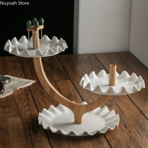 White Ceramic Fruit Plate Double-layer Three-layer Party Dinner Plate Self-service Plate Fruit Plate Afternoon Tea Dessert Plate