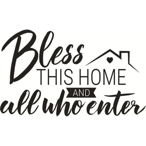Bless This Home and All Who Enter Wall Decals Quotes Religious Sayings Vinyl Wall Art Decor Home Blessing