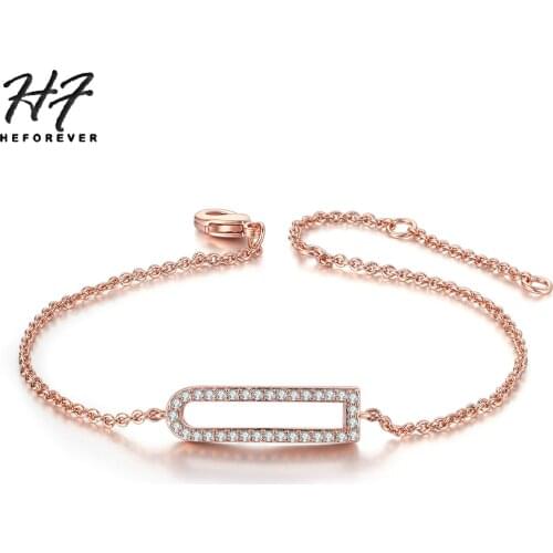 Hollow-out Geometric Simple Bracelet for Women Rose White Gold Color link Chian Fashion Jewelry H204 H212