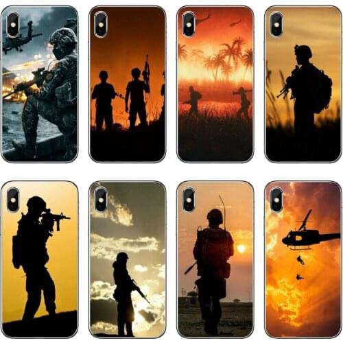 Camo military Army sunset Transparent Phone Case For iPhone 12 11 Pro Max Mini XS Max XR X 8 7 Plus 6 6S Plus 5 5S SE 2020