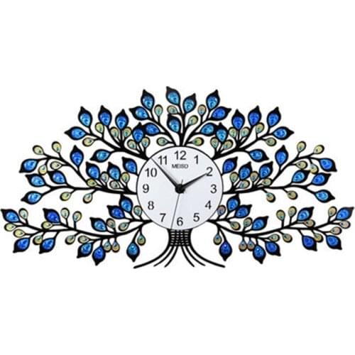 European Creative Living Room Wall Clock Modern Design Digital Large Electronic Clock 3D Peacock Digital Wall Watches Home Decor