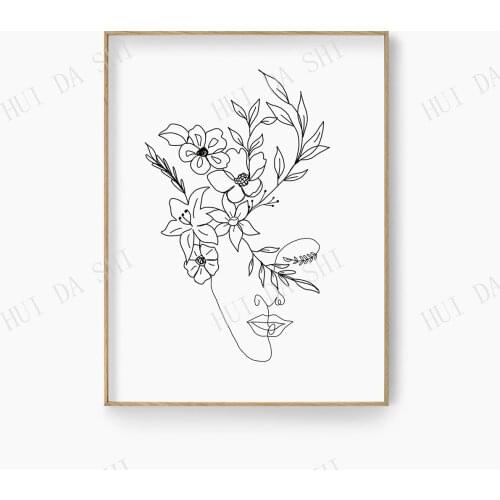 Woman Face Line Art Print, Abstract Woman Line Drawing, Female Art Print, Living Room Wall Art, Woman Illustration