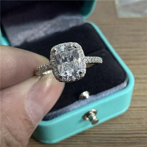 925 Sterling Silver ring 3ct Stone 5A Zircon stone Engagement Wedding Band Ring Sz 5-11 Free shipping Gift