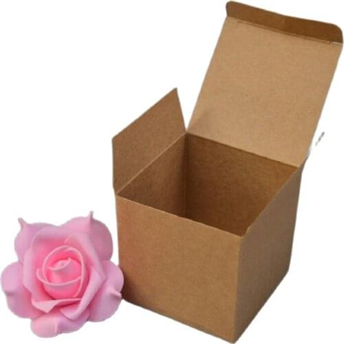 50pcs 5 size Small gift packing box white/black kraft paper boxes brown cardboard present box party square candy packaging box