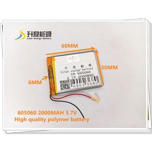 Best battery brand Size 605060 3.7V 2000mah Lithium polymer Battery With Protection Board For MP5 GPS Tablet PC Digital Products