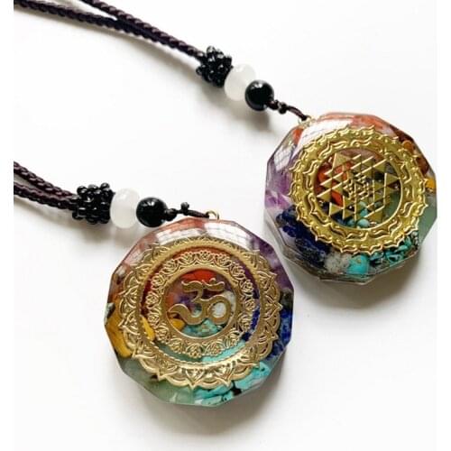 Metatrons Cube Merkaba 7 Chakras Crystal Stone Orgone Energy Pendant Necklace