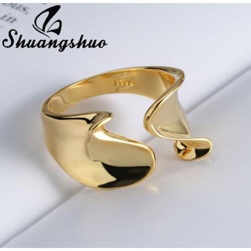 Shuangshuo Trendy Aesthetic Irregualr Rings Fashion Creative Silver Plated Rings Punk Cool Finger Rings Femme Jewelry Gift
