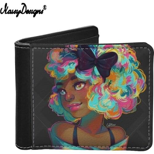 NOISYDESIGNS Fashion Black Girl Printing Women Men Short Wallet Fashion Leather Purse Casual Card Holders Clutch Money Bags 2021