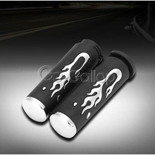 Motorcycle 1" Silver Flame Handlebar Hand Grips For Yamaha V-Star XVS 250 650 950 1100 1300 Custom Silverado
