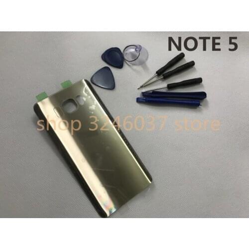 New Original Rear Battery Door For Samsung Galaxy Note5 Note 5 N920 N920F Back Glass Housing Cover with Logo + Sticker+tools
