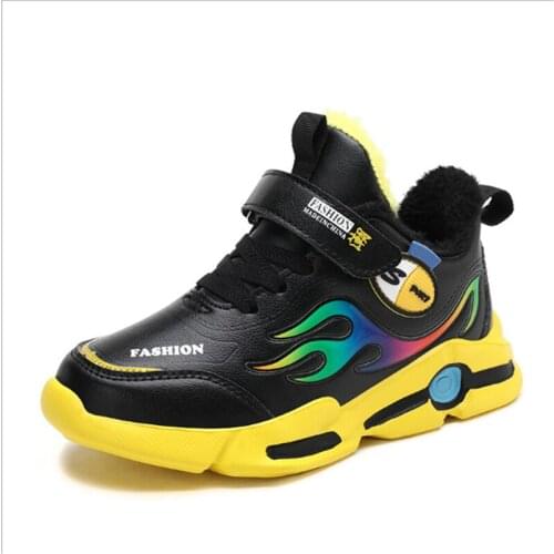 Autumn 2020 Winter Children Shoes Boys Sports Shoes Children Plush Lining Warm Fashion Lightweight Waterproof Casual Shoes