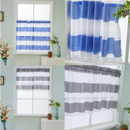 Striped Bathroom Short Valance Rod Pocket Curtains Kitchen Window Treatment Decor