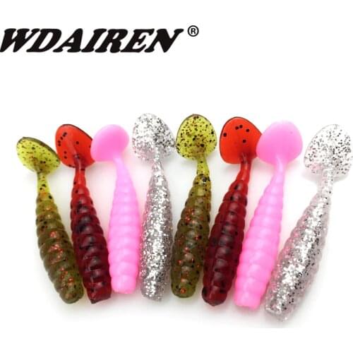 10Pcs/lot Bee Pupa Add Salt Soft Bait Fishing Lure 4.5cm 1.3g Potato T Tails High Gravity Ratio Worm Long Cast Artificial Lures