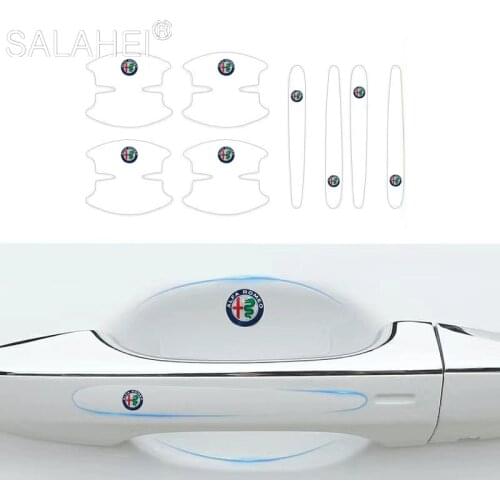 TPU Car Door Bowl Handle Transparent Invisible Sticker For Alfa Romeo 159 Giulietta Giulia 147 156 166 Mito Stelvio GT Sportiva