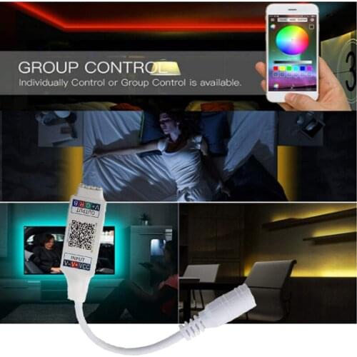 Mini RGB Bluetooth Controller DC 5V 12V 24V Music Bluetooth LED Controller Light Strip Controller For 5050 2835 RGB LED Strip
