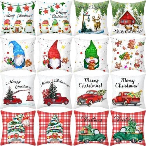 QIFU Merry Christmas Cushion Covers Christmas Decorations For Home 2021 Navidad Xmas Noel Natal Santa Claus New Year 2021 Gifts