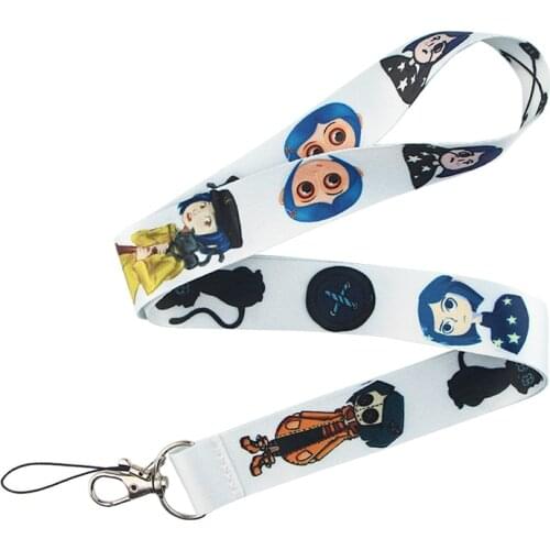 JF0062 Coraline Horror Movie Lanyards For keychain ID Card Pass Mobile Phone USB Badge Holder Hang Rope Lariat Lanyard