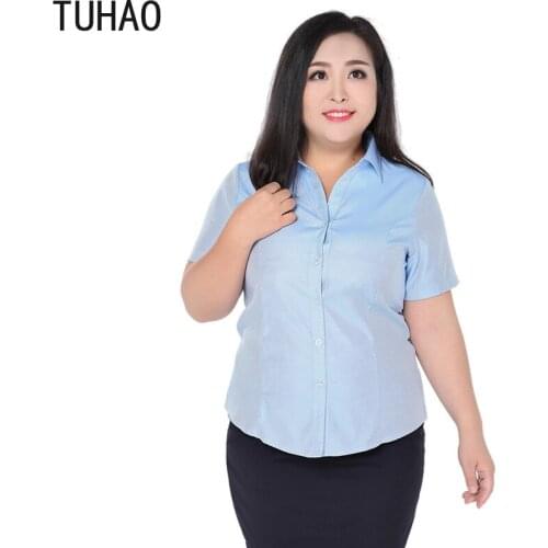 TUHAO Women Blouses Plus Size 9XL 8XL 7XL 6XL Woman Short Sleeve Summer Tops Large Size OL Elegante Blouse Shirts Clothing