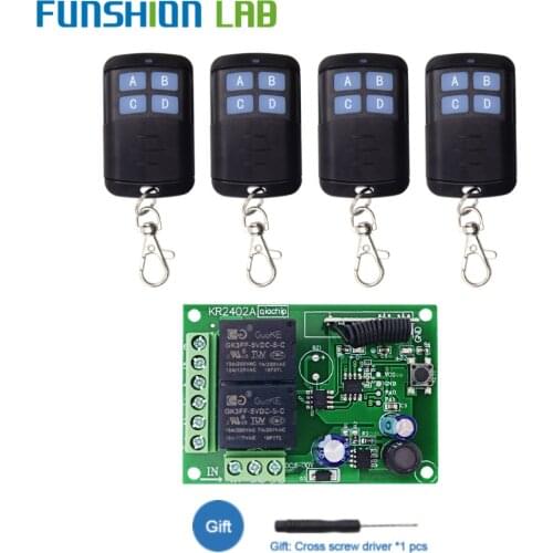 FUNSHION 433Mhz Universal RF Relay Wireless Remote Control Switch DC 6V 12V 24V 30V 2Ch Receiver Module For Garage Gate Door Key