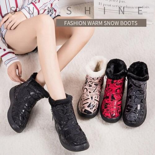 New Girls Double Zipper Snow Boots Female Large Size 28-43 Short Tube Winter Ladies Short Boots Plus Cotton Boots Cotton Shoes